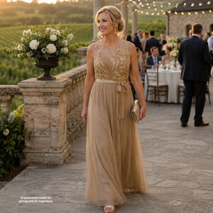 candalite dress champagne Candalite Dresses | Candalite Lace & Sequin Event Dress. | Color: Red | Size: M